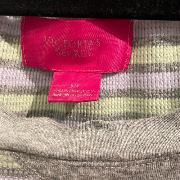 Victoria's Secret Gray and Light Green Striped Shirt - Picture 3 of 4
